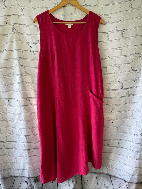 Coldwater Creek Dresses & Skirts - Coldwater Creek Linen Sleeveless Maxi Dress Sz 1X Pockets Asymmetrical Pink Boho